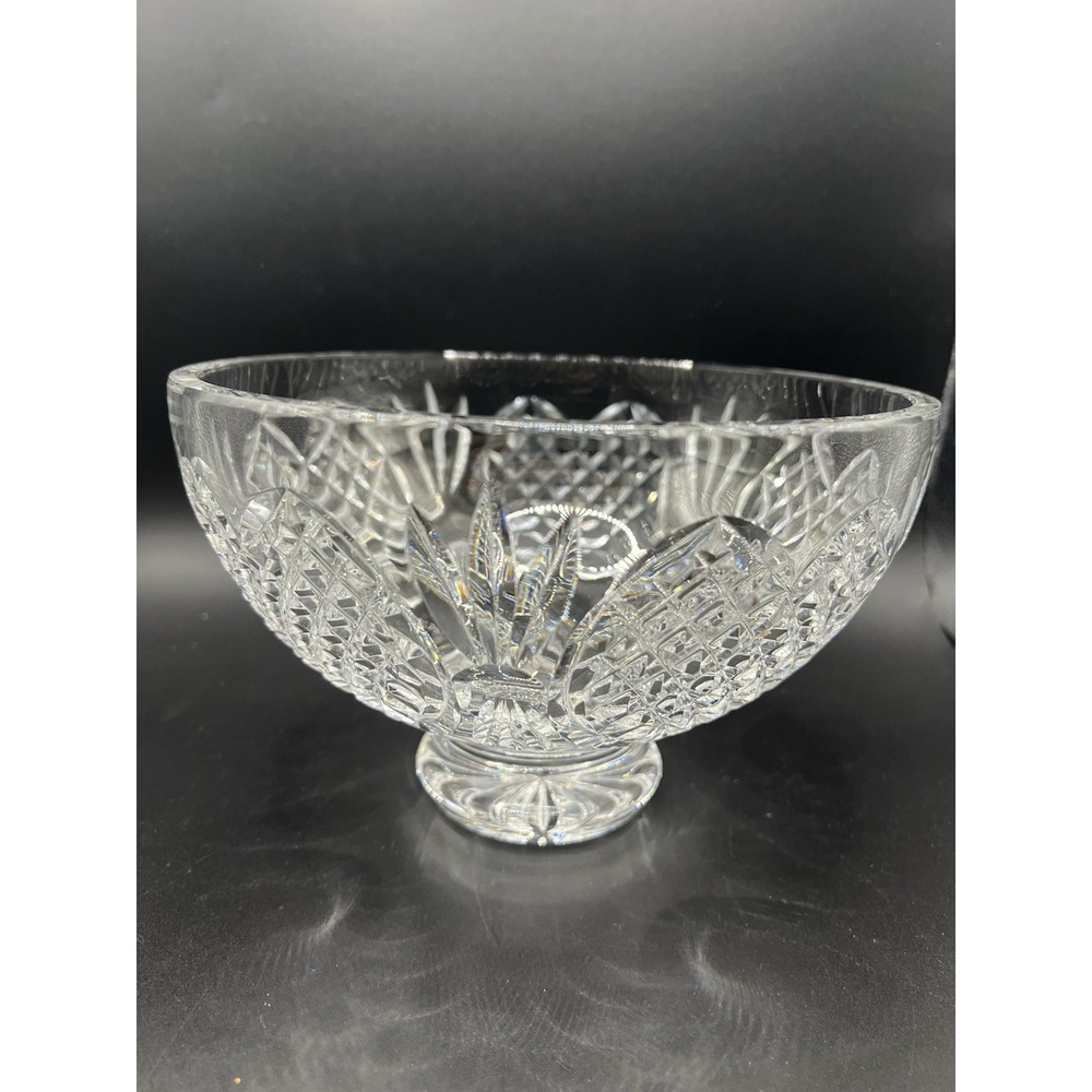 Waterford Crystal Wedding Heirloom Footed Bowl 8" X 5" High Cut Hearts No Chips